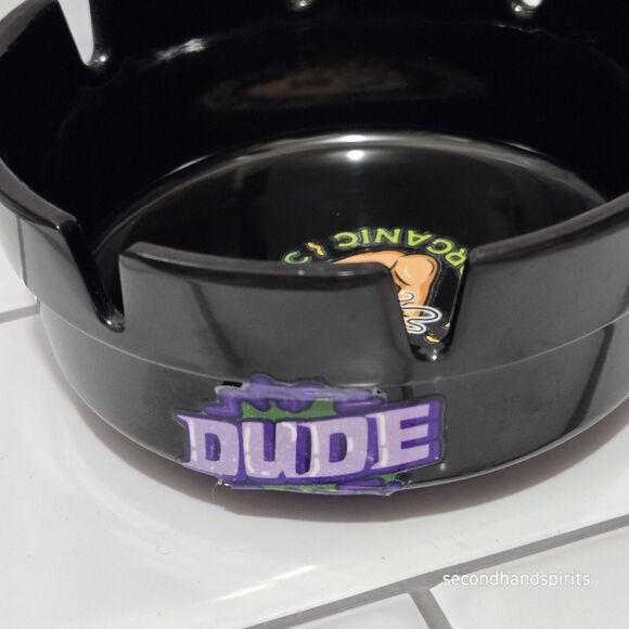 Black Ashtray Round Melamine 4" Hand Decorated 420 Theme - Picture 3 of 4